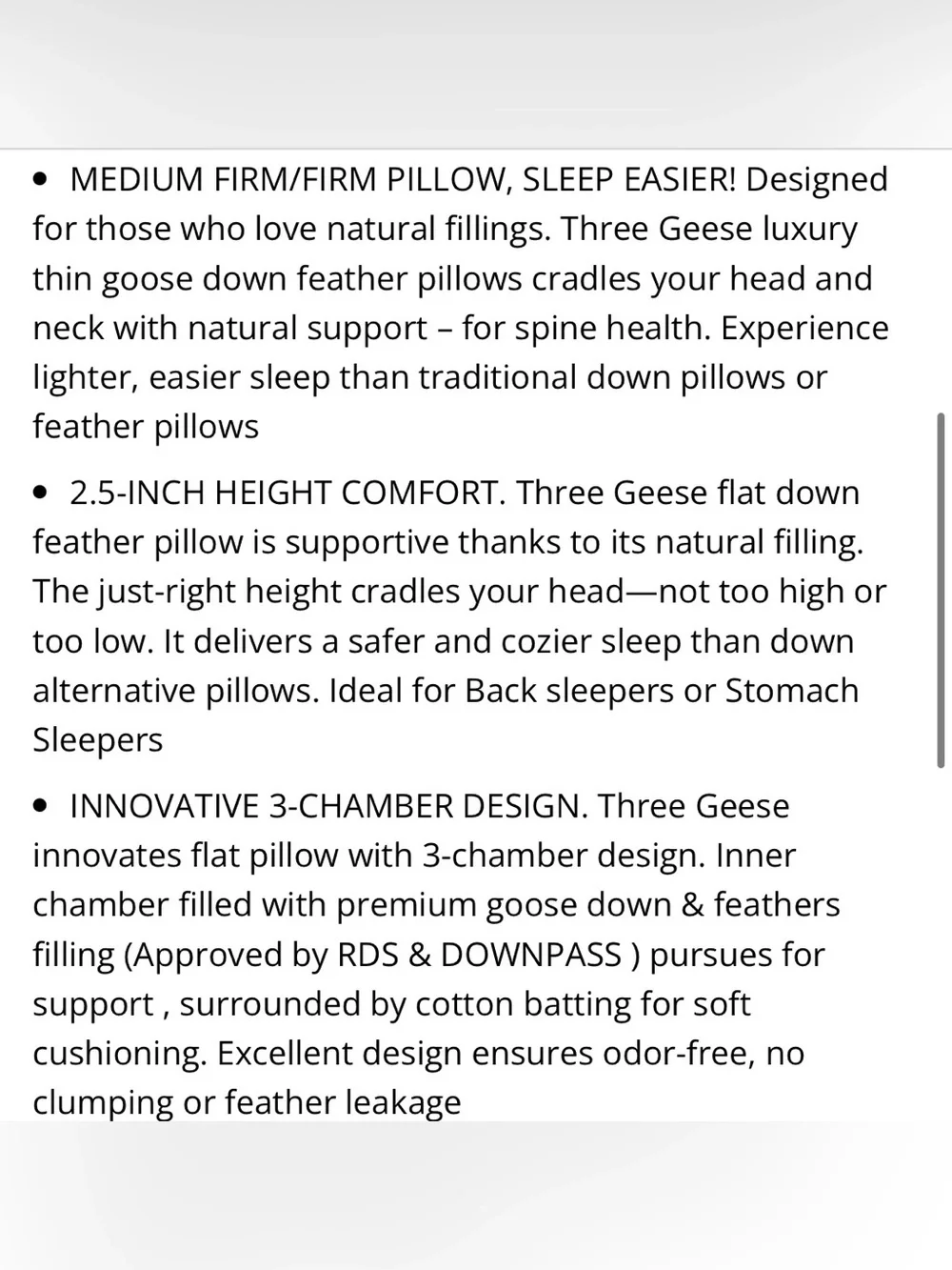 KING SIZE Bed Pillow Feather Down 100% Cotton Cover 20x36” (1-count) WHITE